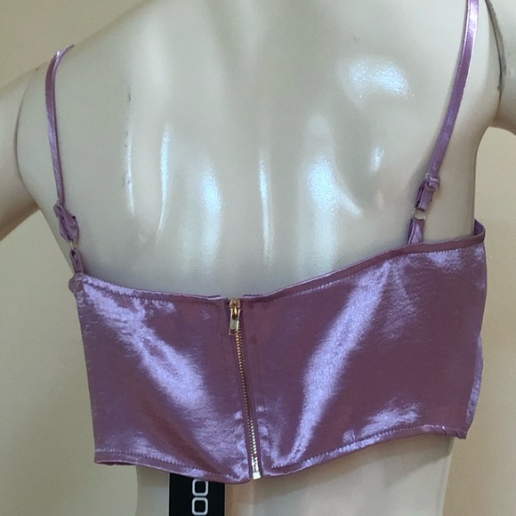 Boohoo Lilac Satin Bralet top, Size U.K. 12 - Picture 3 of 7